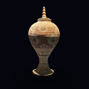 彩绘塔式罐(陶) 三维模型图