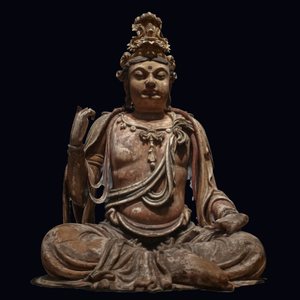 漆金彩绘木大势至菩萨像 三维模型图