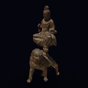 铜文殊菩萨像 三维模型图