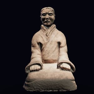 陶跽坐俑 三维模型图