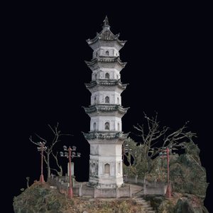 巾山双塔-小文峰塔 三维模型图